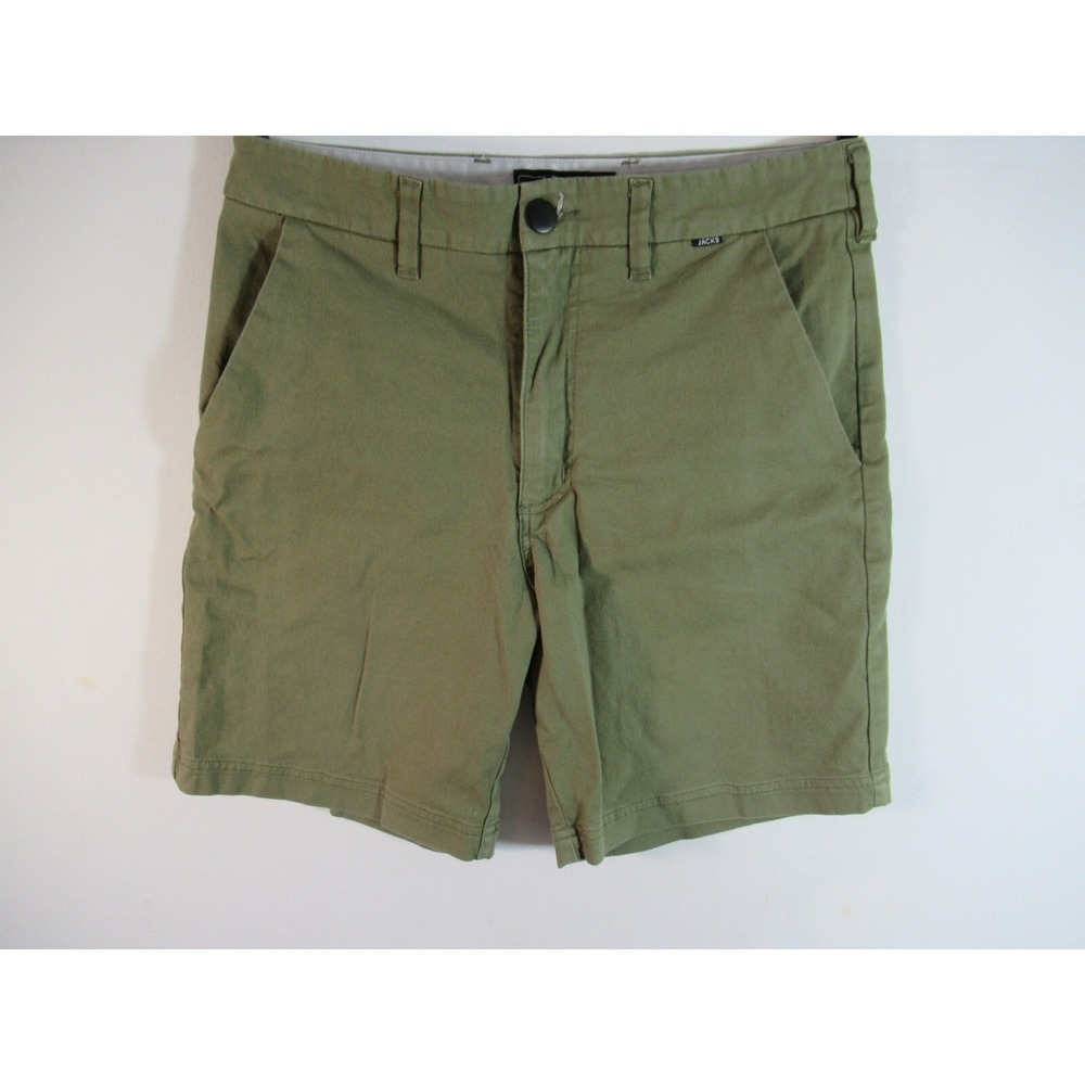 Jacks Quality Surf Goods Chino Shorts Men 30 Olive Green Cotton 7.5" Inseam